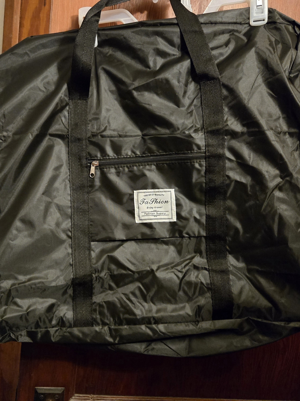 Black Duffel Tote Bag with Front Zip Pocket